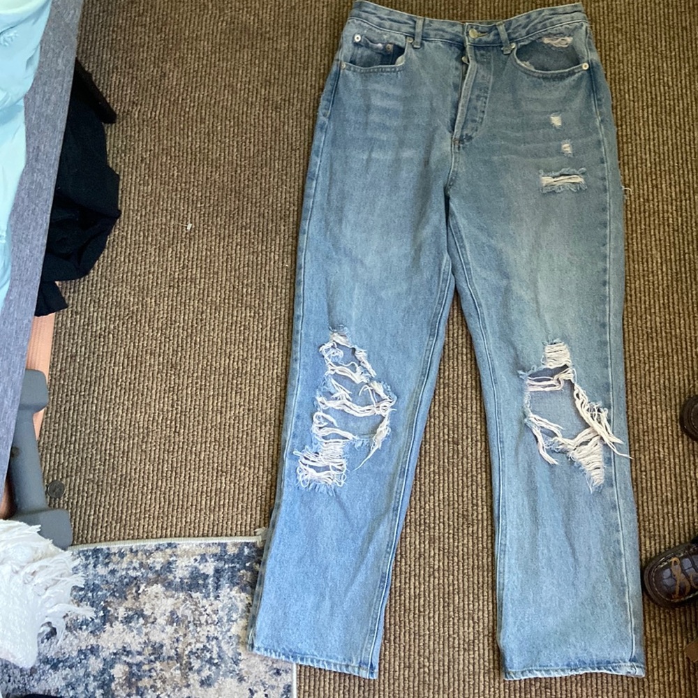 Ripped light wash boyfriend jeans